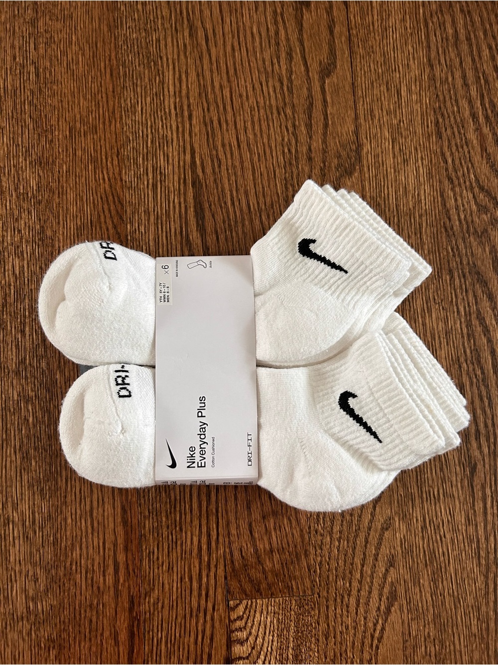 Nike White Crew Athletic Socks with Black Swoosh - 6 Pack